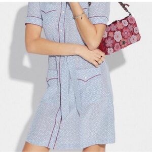 Coach sky blue star print shirt dress